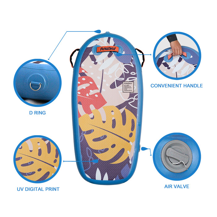 Kid Inflatable Paddle Board Bodyboard - Blue Leaves - Canada