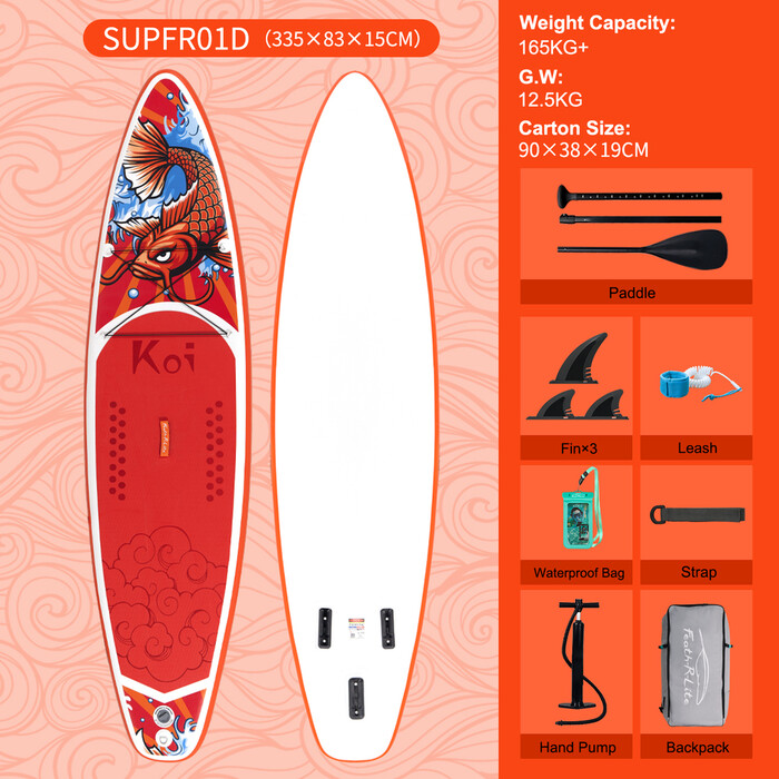 Inflatable Surfing Paddle Board 11' - Sup Koi Orange - Canada