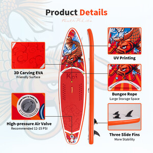 Inflatable Surfing Paddle Board 11' - Sup Koi Orange - Canada