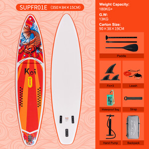 Inflatable Surfing Paddle Board 11'6" - Sup Koi Orange - Canada