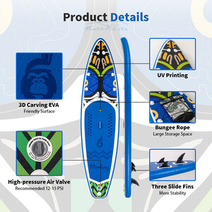 Inflatable Surfing Paddle Board 11' - Monkey Blue - Canada