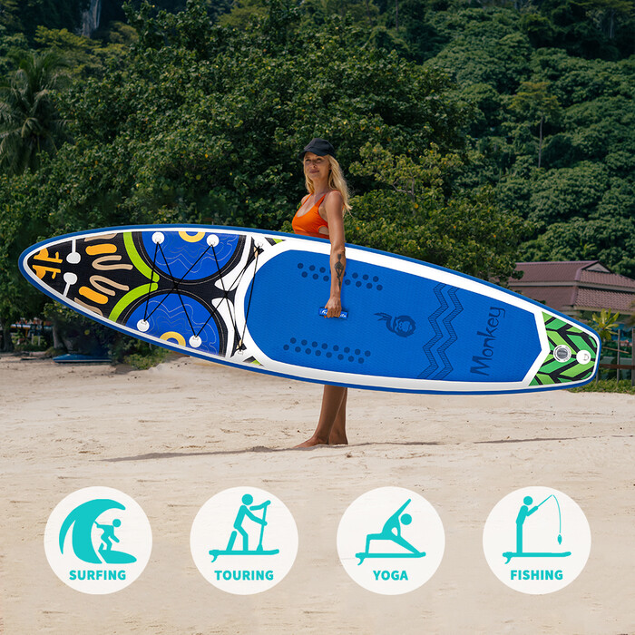 Inflatable Surfing Paddle Board 11' - Monkey Blue - Canada