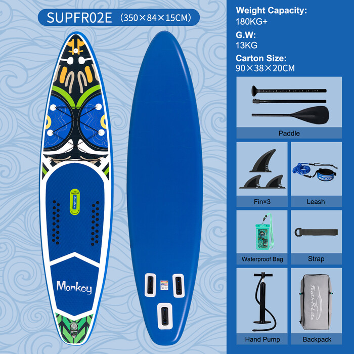 Inflatable Surfing Paddle Board 11'6" - Monkey Blue - Canada