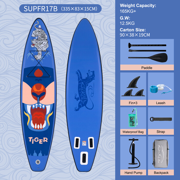 Inflatable Surfing Paddle Board 11' - Tiger Blue - Canada