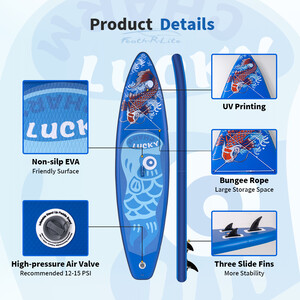 Inflatable Surfing Paddle Board 11' - Lucky Blue - Canada