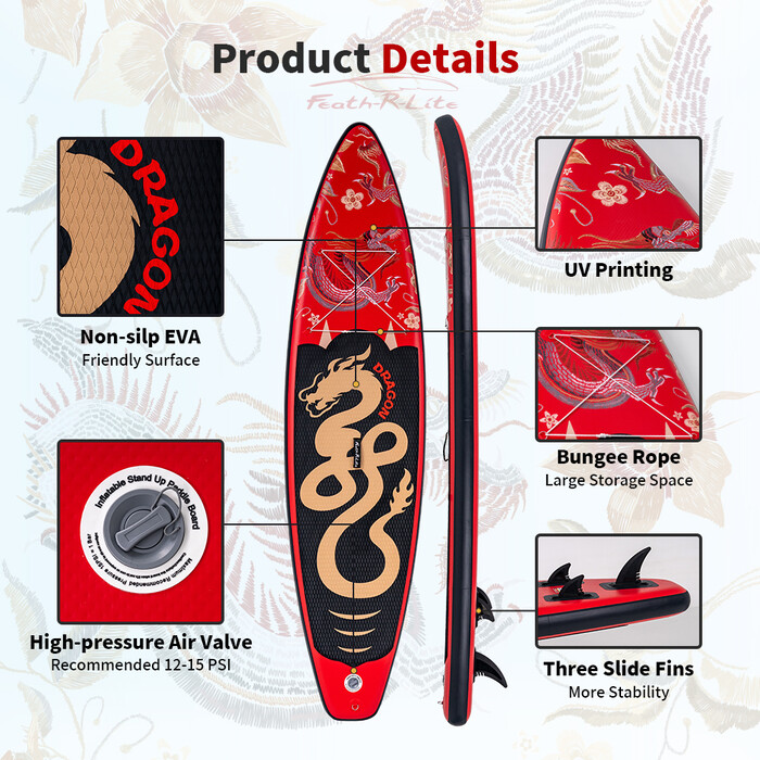 Inflatable Surfing Paddle Board 11' - Red Dragon - Canada